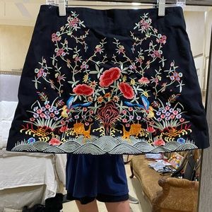 Zara Floral Embroidered Skirt